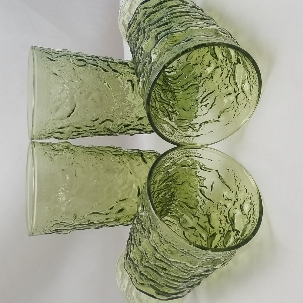 Anchor Hocking Milano Avacado Green Footed Tumblers - Picture 13 of 16